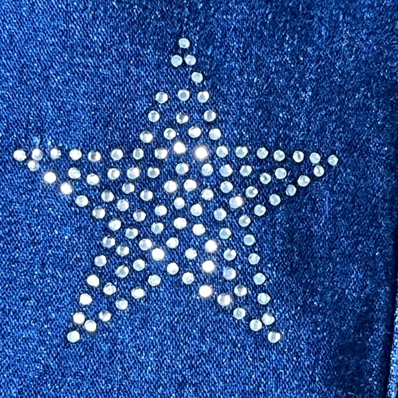 The Quacker Factory Star Rhinestone Pockets Blue Denim Jean Jacket Women's 3X - Picture 2 of 9